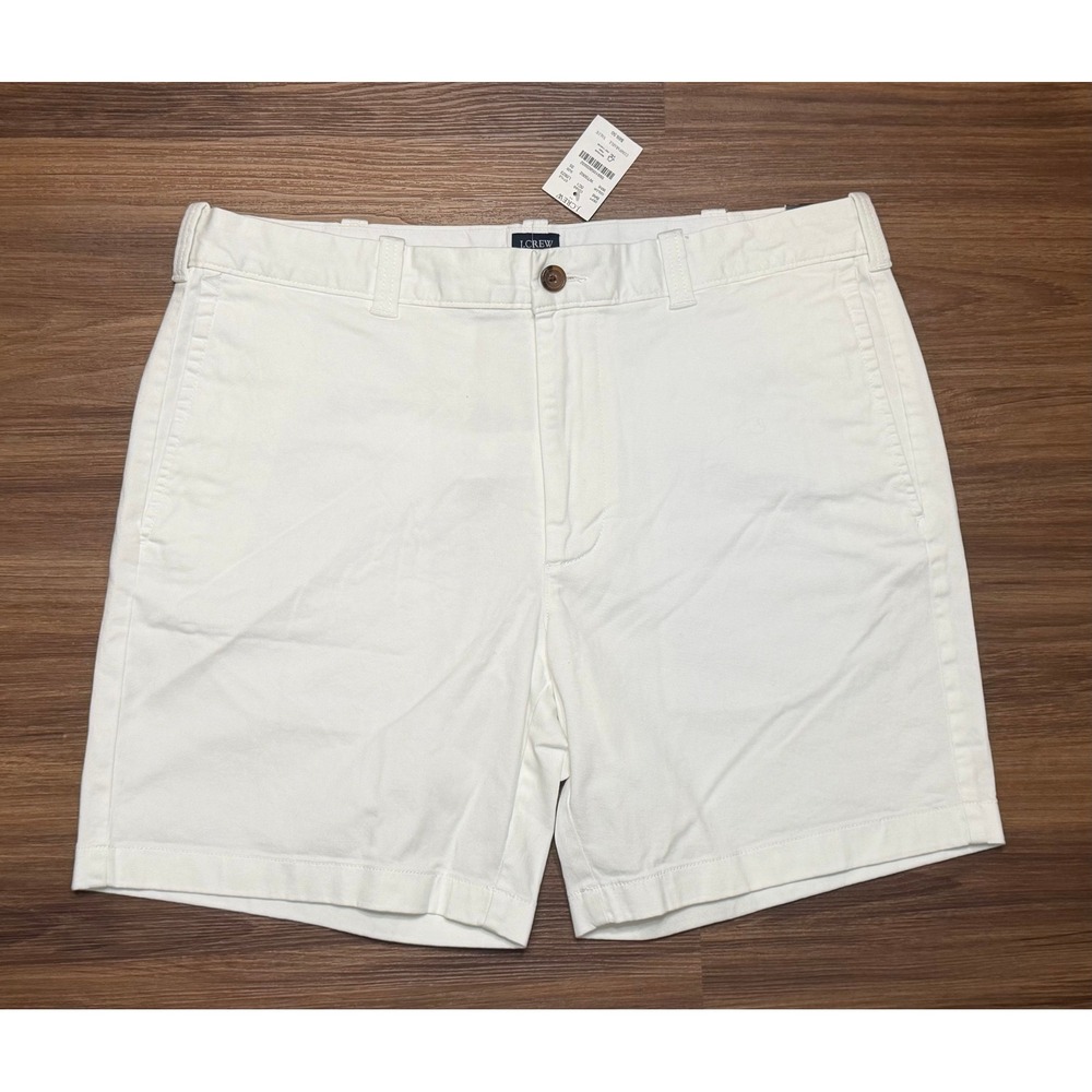 J.Crew Flex 7" Stretch Flat Front Chino Shorts Men's White Sz 35 NEW